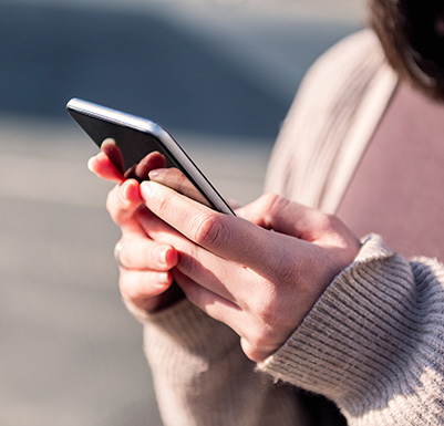 Person registering on phone