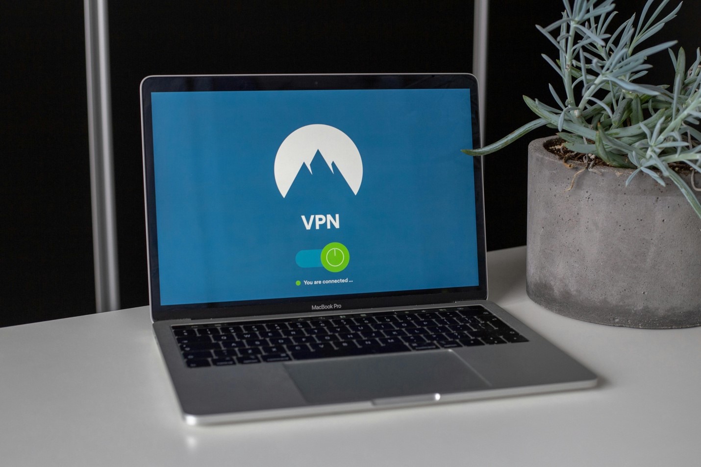 A laptop with an active VPN connection